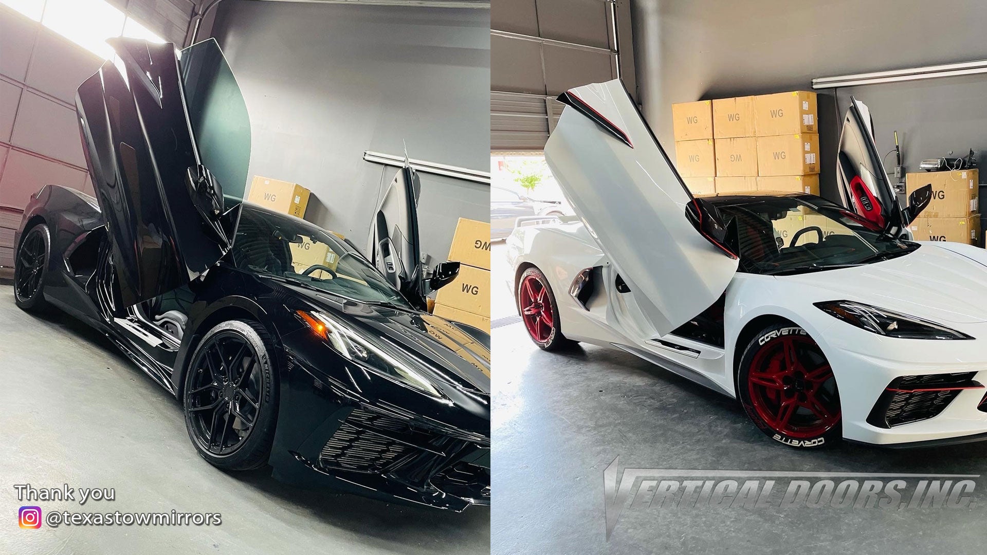 Installer | Texas Tow Mirrors (K-Noh's Kustoms) | Houston, TX | Chevy Corvette C8 featuring Vertical Lambo Doors Conversion Kit by Vertical Doors, Inc.