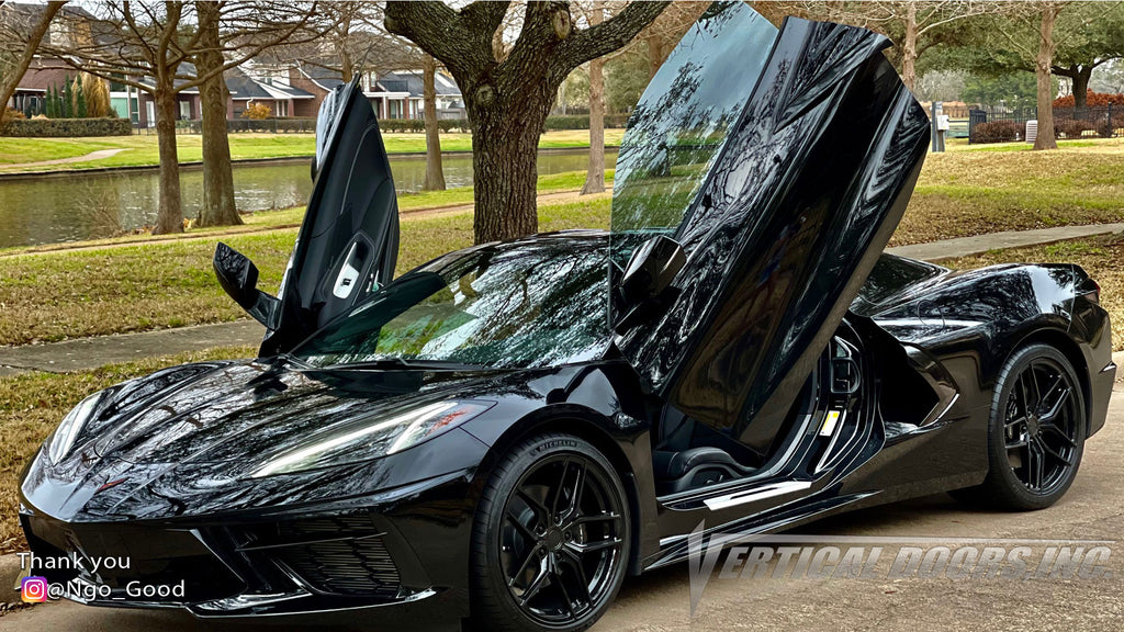 Check out Binh's @Ngo_Good Chevrolet Corvette C8 from Texas featuring Vertical Doors, Inc., vertical lambo door conversion kit.