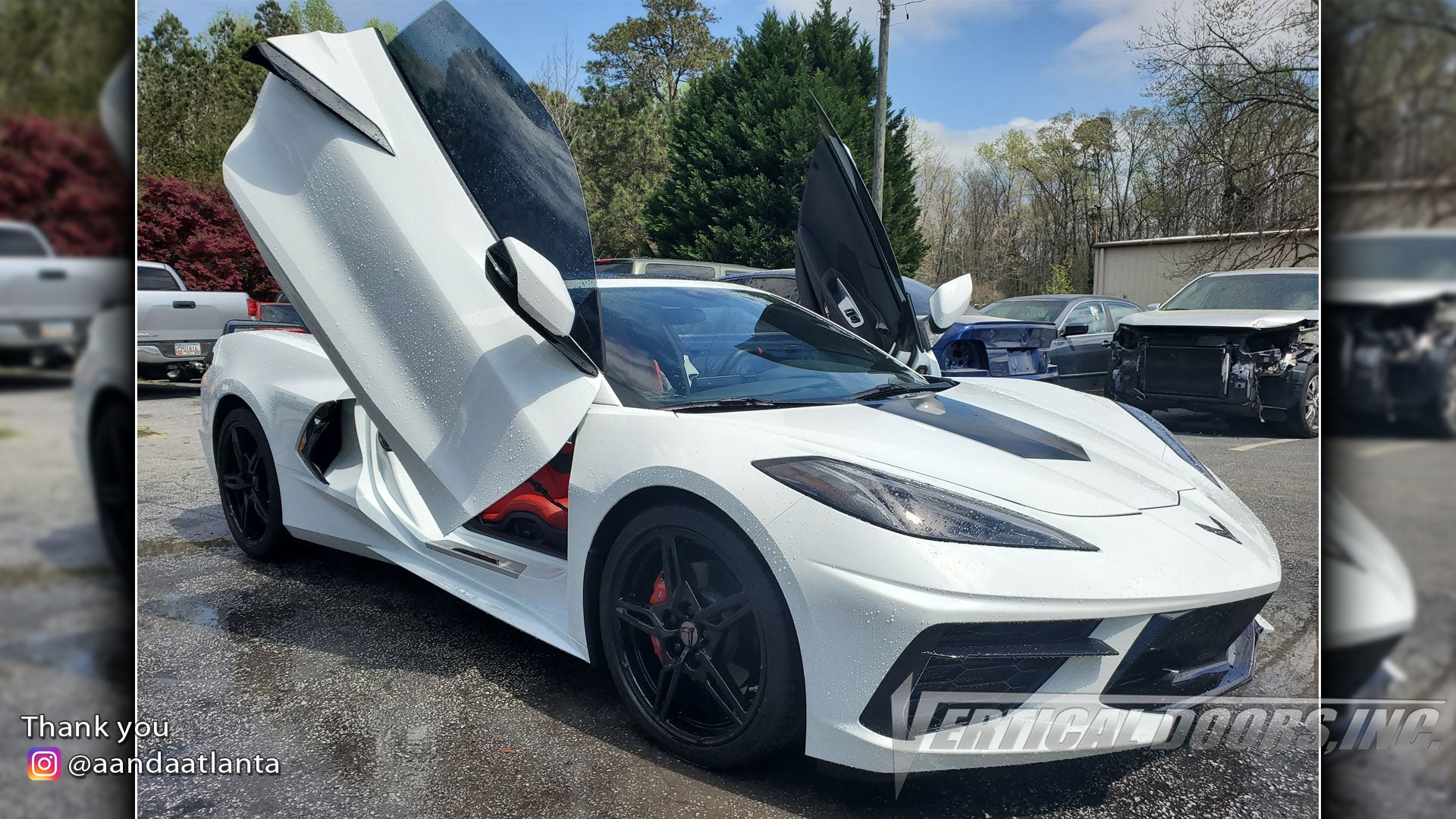 Installer | A and A Atlanta Automotive | Conyers, GA | Chevrolet Corvette C8 featuring Vertical Doors, Inc., vertical lambo doors conversion kit.