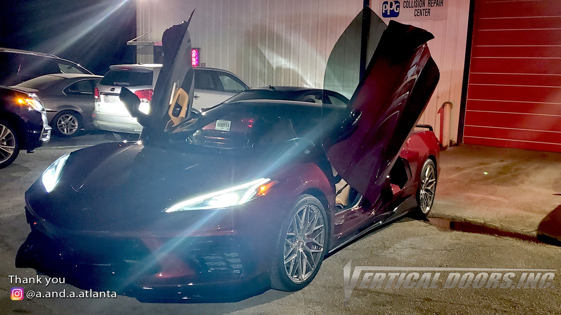 Installer | A and A Atlanta Automotive | Conyers, GA | Chevrolet Corvette C8 featuring Vertical Doors, Inc., vertical lambo doors conversion kit.