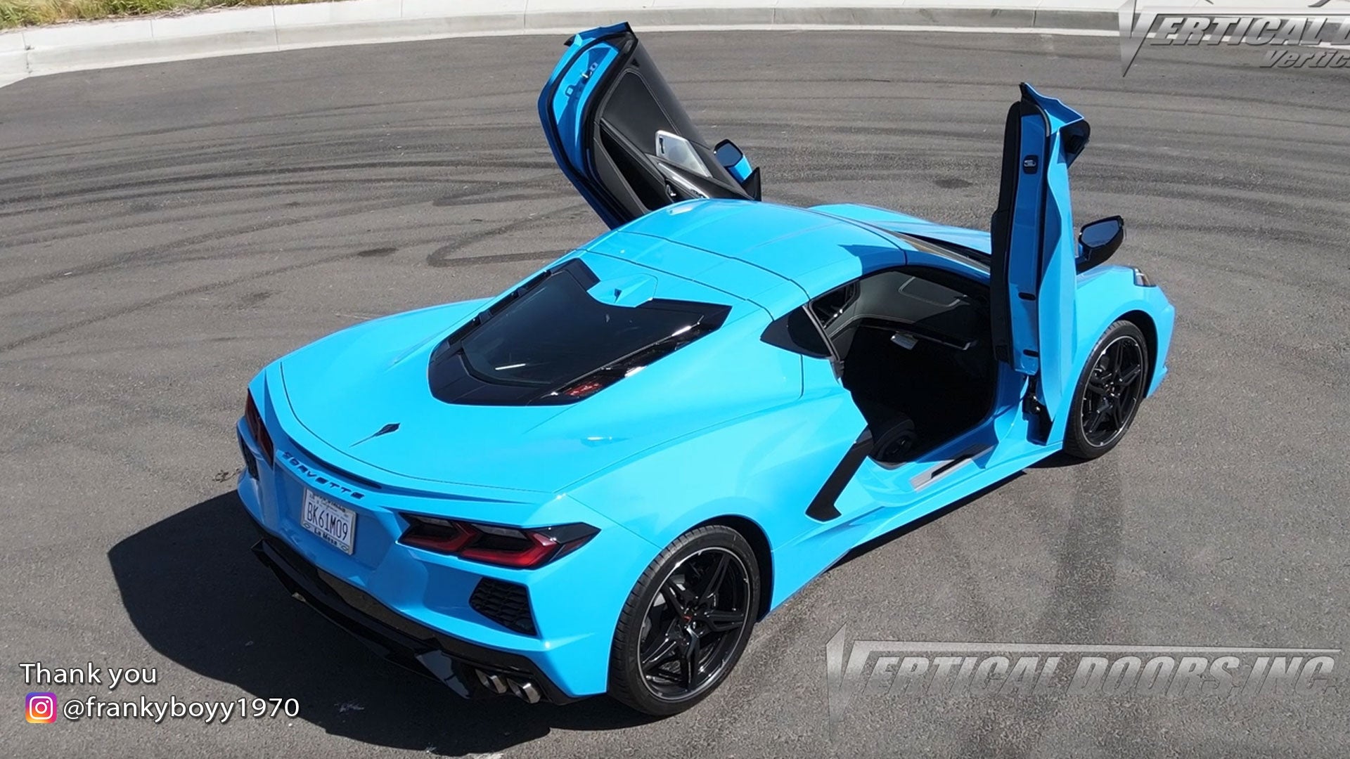 Check out Frank's @frankyboyy1970 Chevrolet Corvette C8 from California featuring Vertical Doors, Inc., vertical lambo door conversion kit.