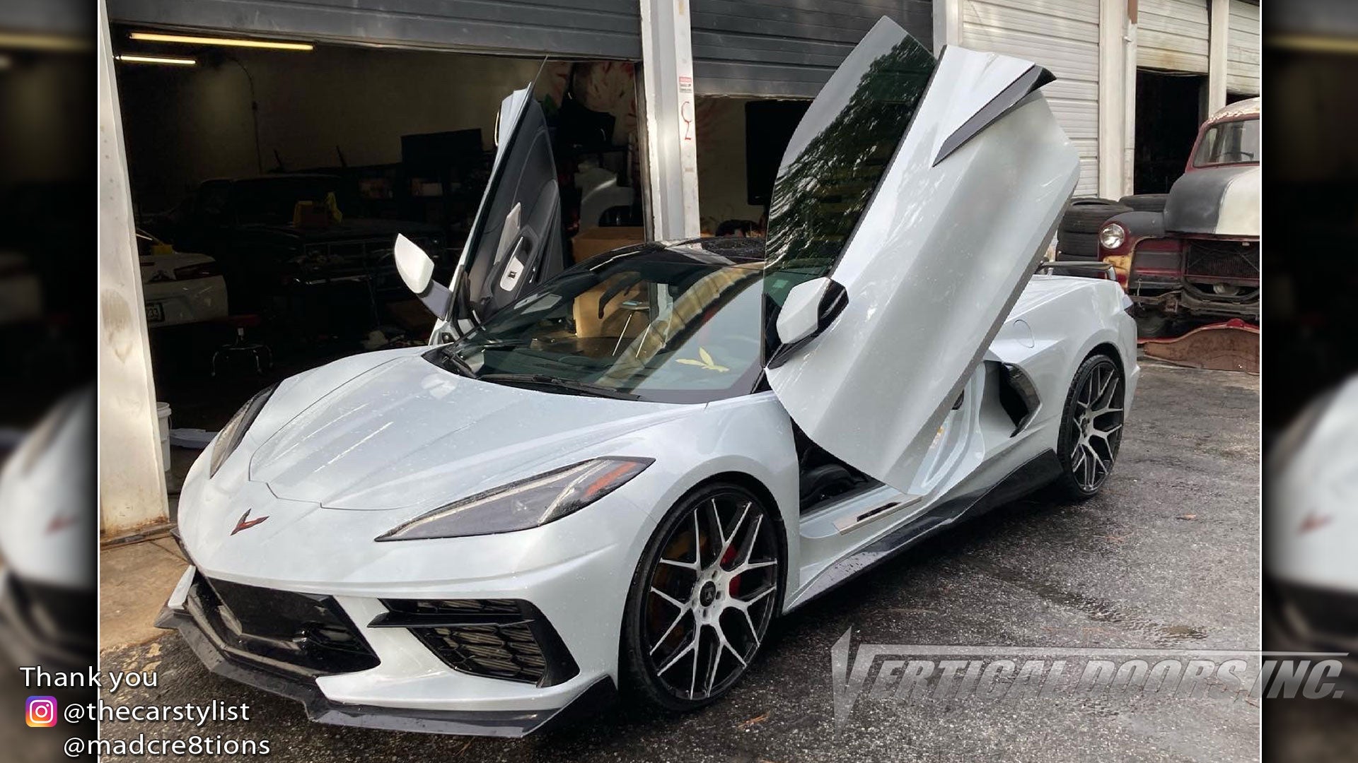 Installer | Mad Creations ATL | Atlanta, GA | Chevy Corvette C8 featuring Vertical Lambo Doors Conversion Kit by Vertical Doors, Inc.