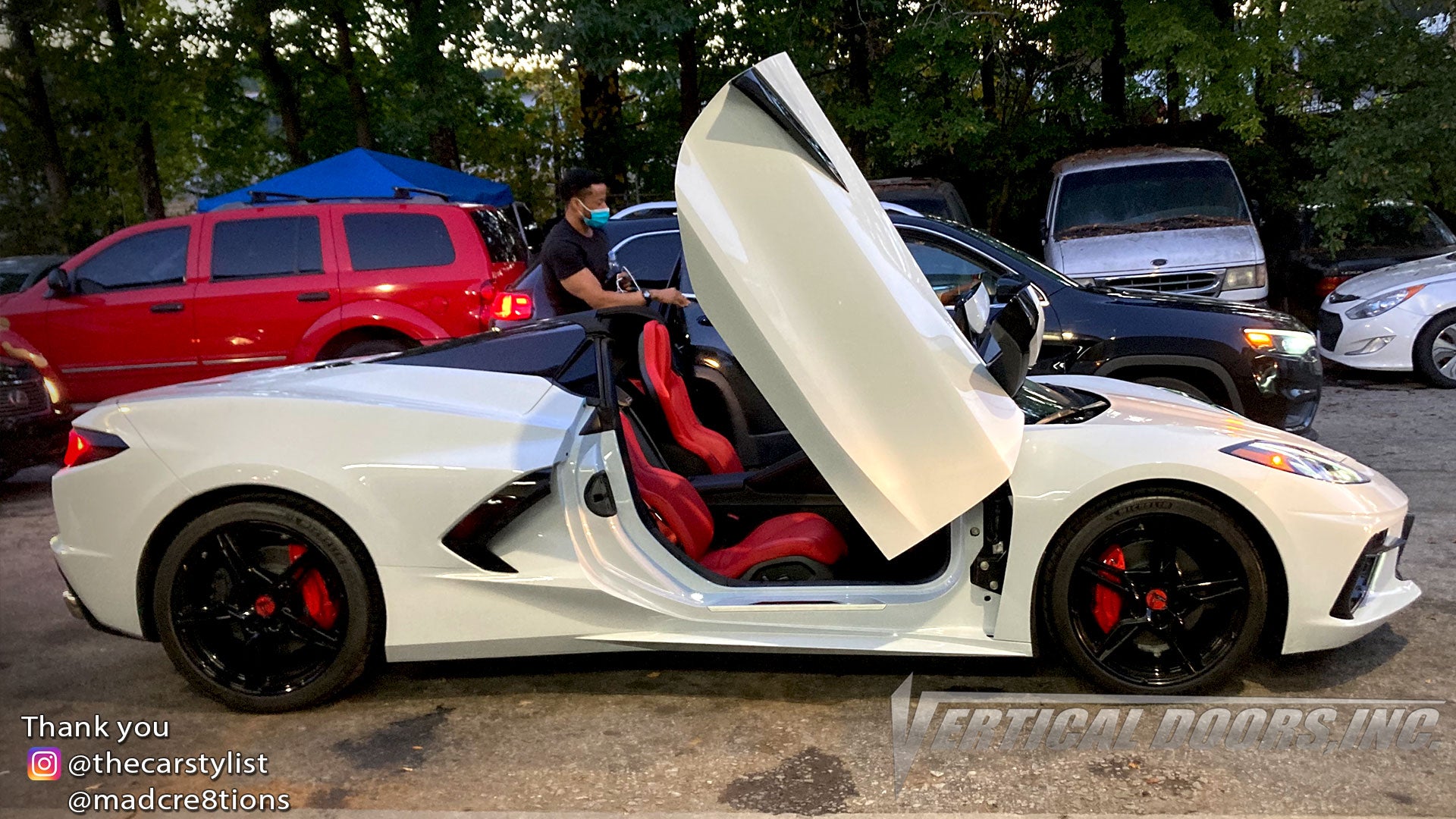 Installer | Mad Creations ATL | Atlanta, GA | Chevy Corvette C8 featuring Vertical Lambo Doors Conversion Kit by Vertical Doors, Inc.