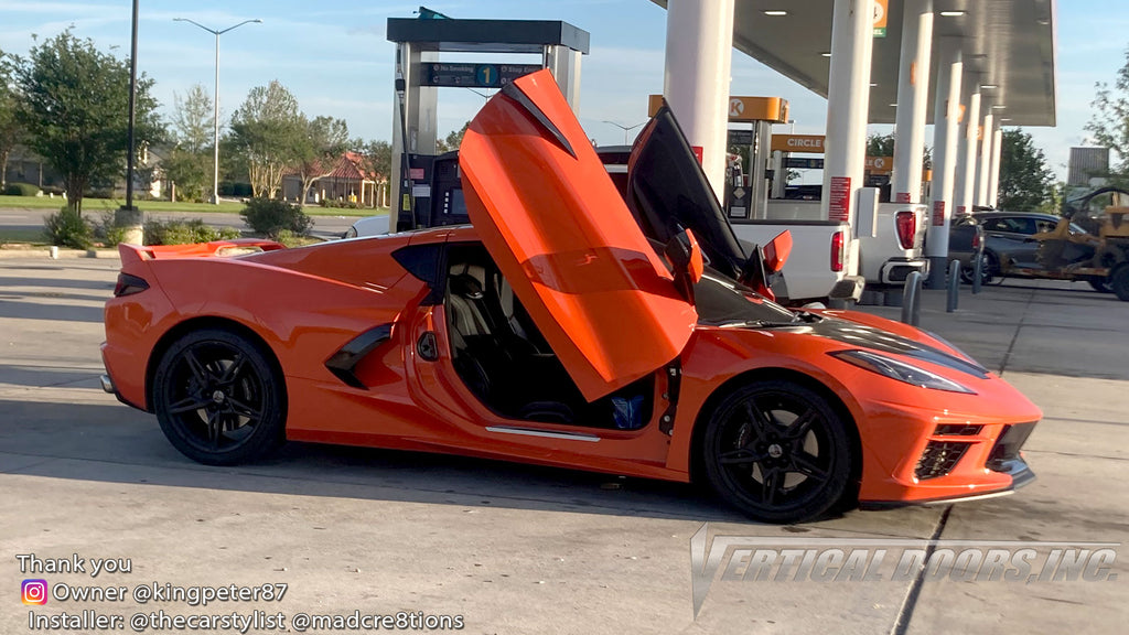 Installer | Mad Creations ATL | Atlanta, GA | Chevy Corvette C8 featuring Vertical Lambo Doors Conversion Kit by Vertical Doors, Inc.