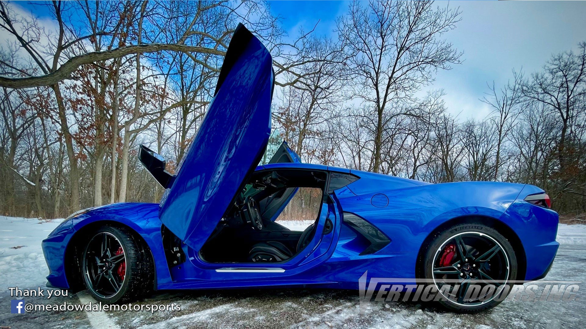 Installer | Meadowdale Motorsports | Carpentersville, IL | Chevrolet Corvette C8 Vertical Doors, Inc., vertical lambo door conversion kit.