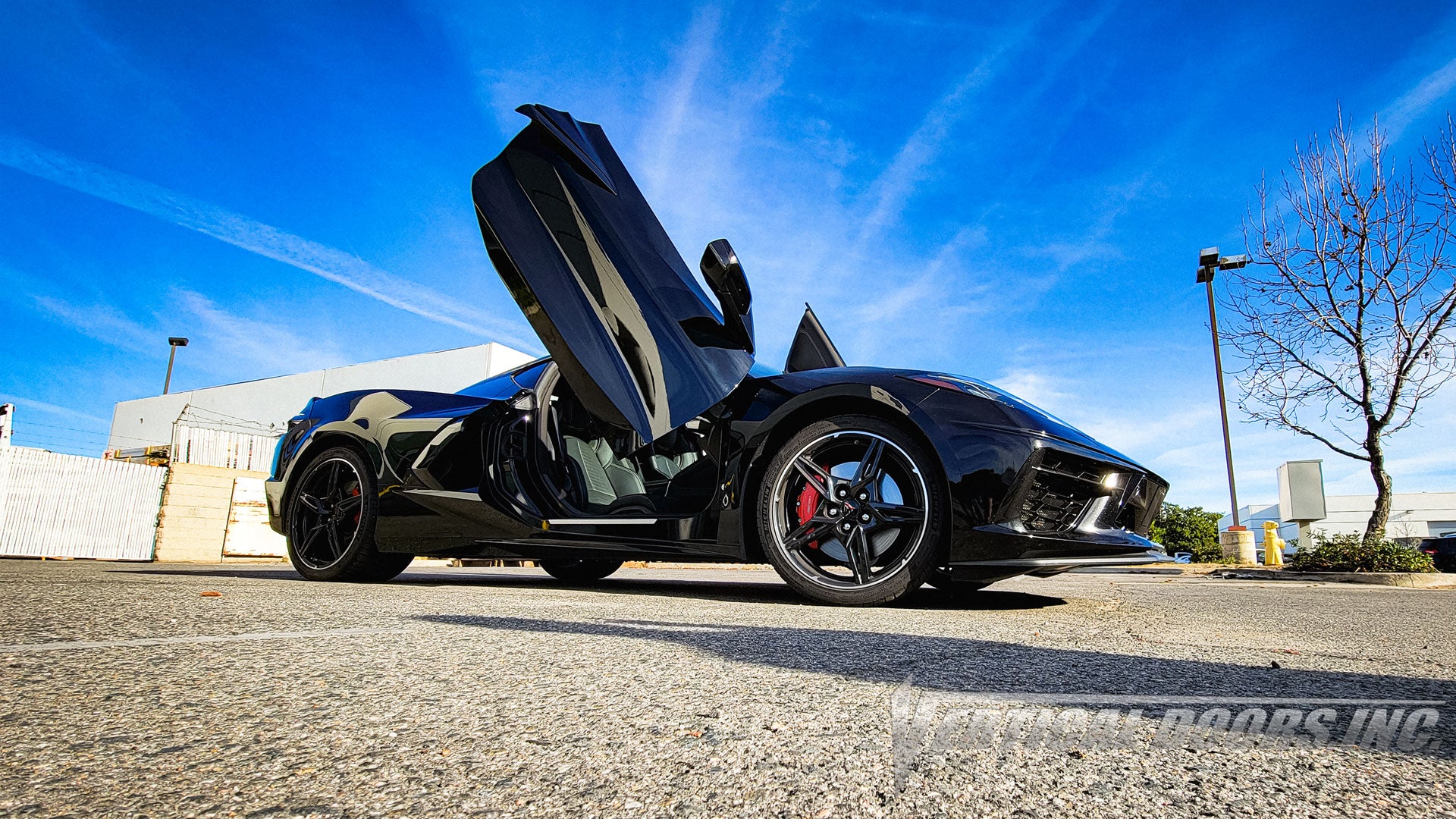 Chevrolet Corvette C8 from California featuring vertical lambo door conversion kit by Vertical Doors, Inc.