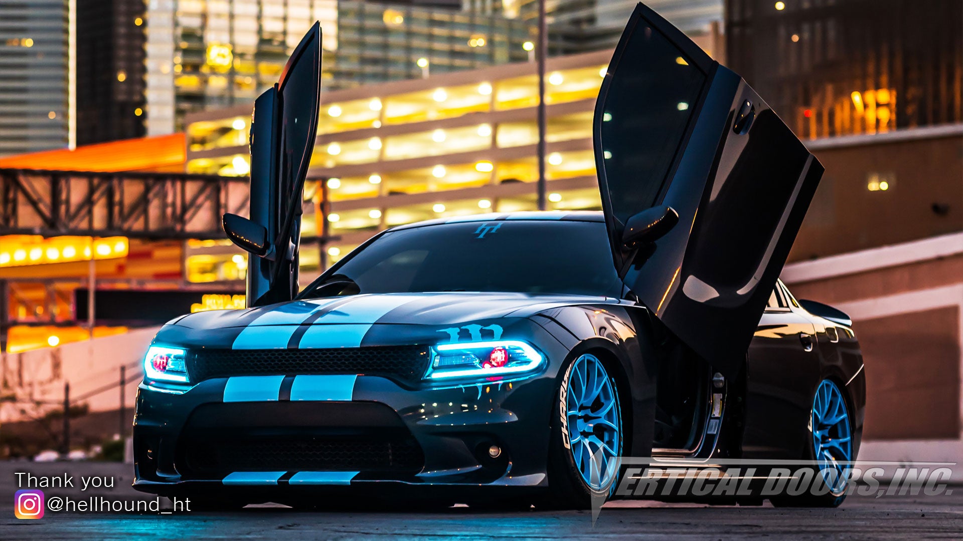 Check out Jonathan's Dodge Charger SXT featuring Vertical Doors, Inc., vertical lambo doors conversion kit.