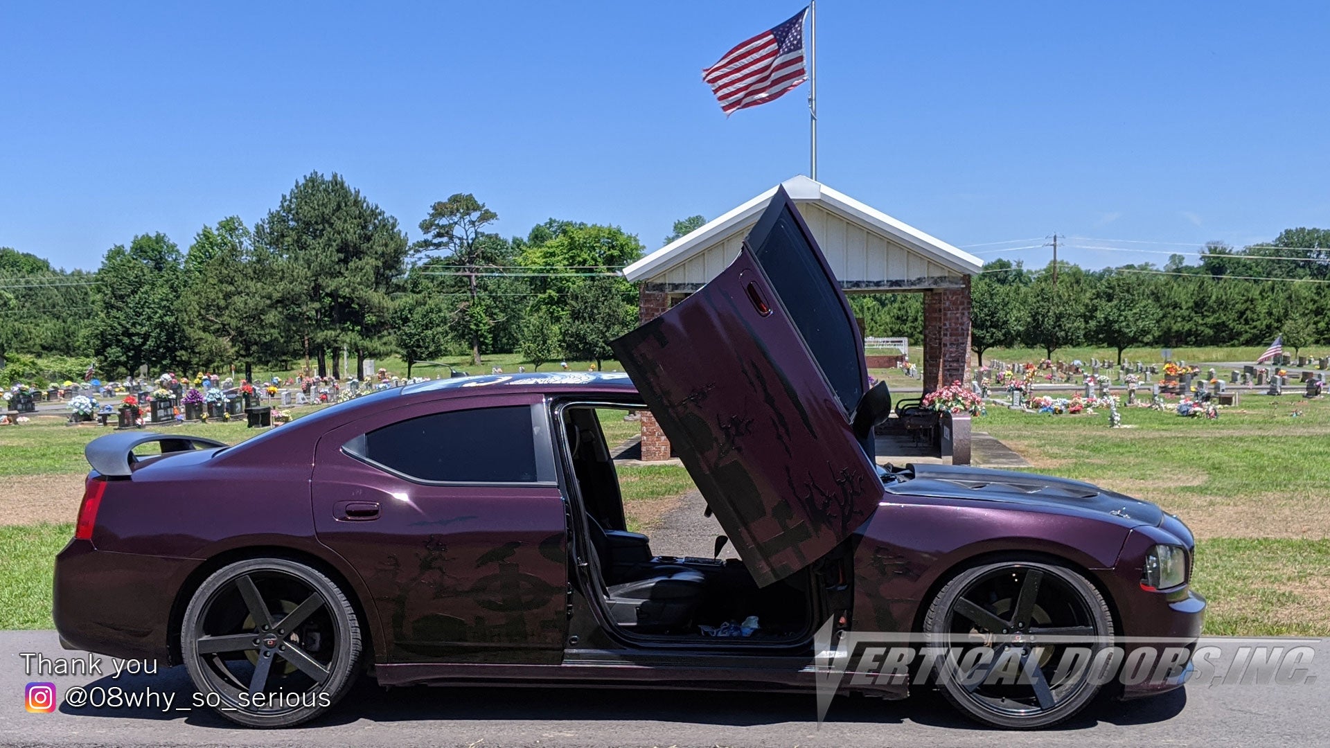 Check out Brandon's @08why_so_serious Dodge Charger from Arkansas featuring Vertical Doors, Inc., vertical lambo doors conversion kit.