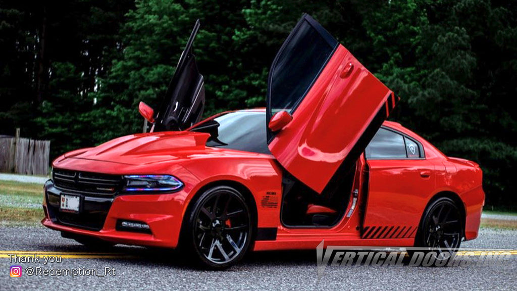 Check out Mark's @Redemption_Rt Dodge Charger from Maryland featuring Vertical Doors, Inc., vertical lambo doors conversion kit.