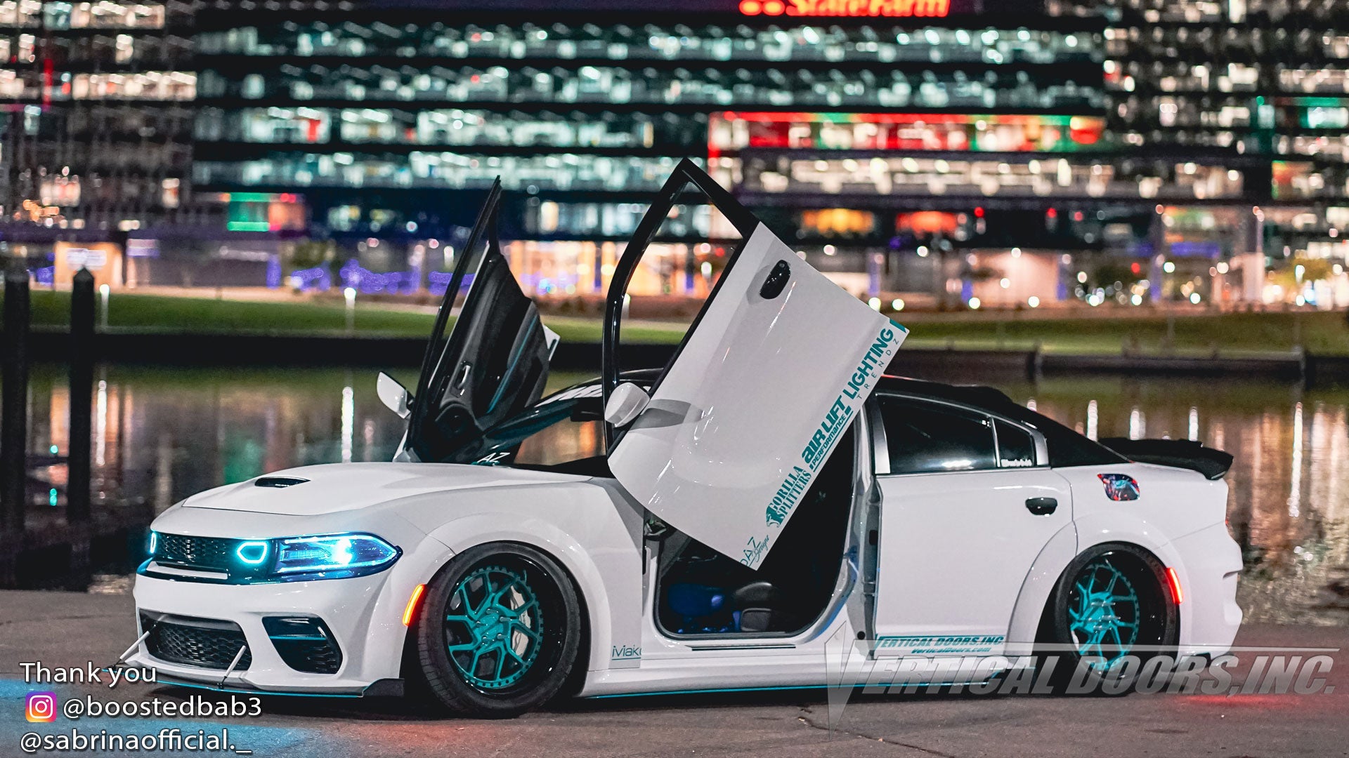 Check out Kyrsten's @boostedbab3 Dodge Charger from Arizona featuring Vertical Doors, Inc., vertical lambo doors conversion kit.