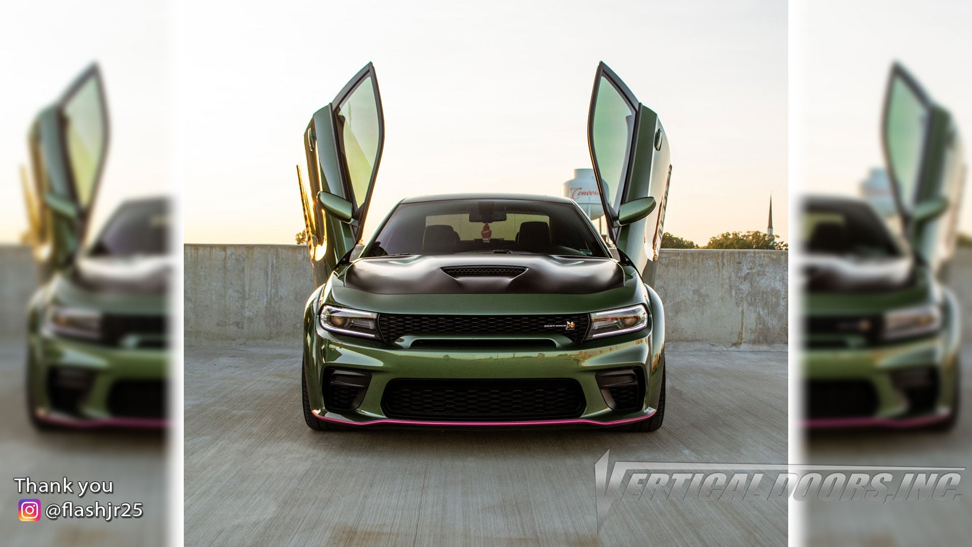 Check out Corey's @flashjr25 Dodge Charger featuring Vertical Doors, Inc., vertical lambo doors conversion kit.