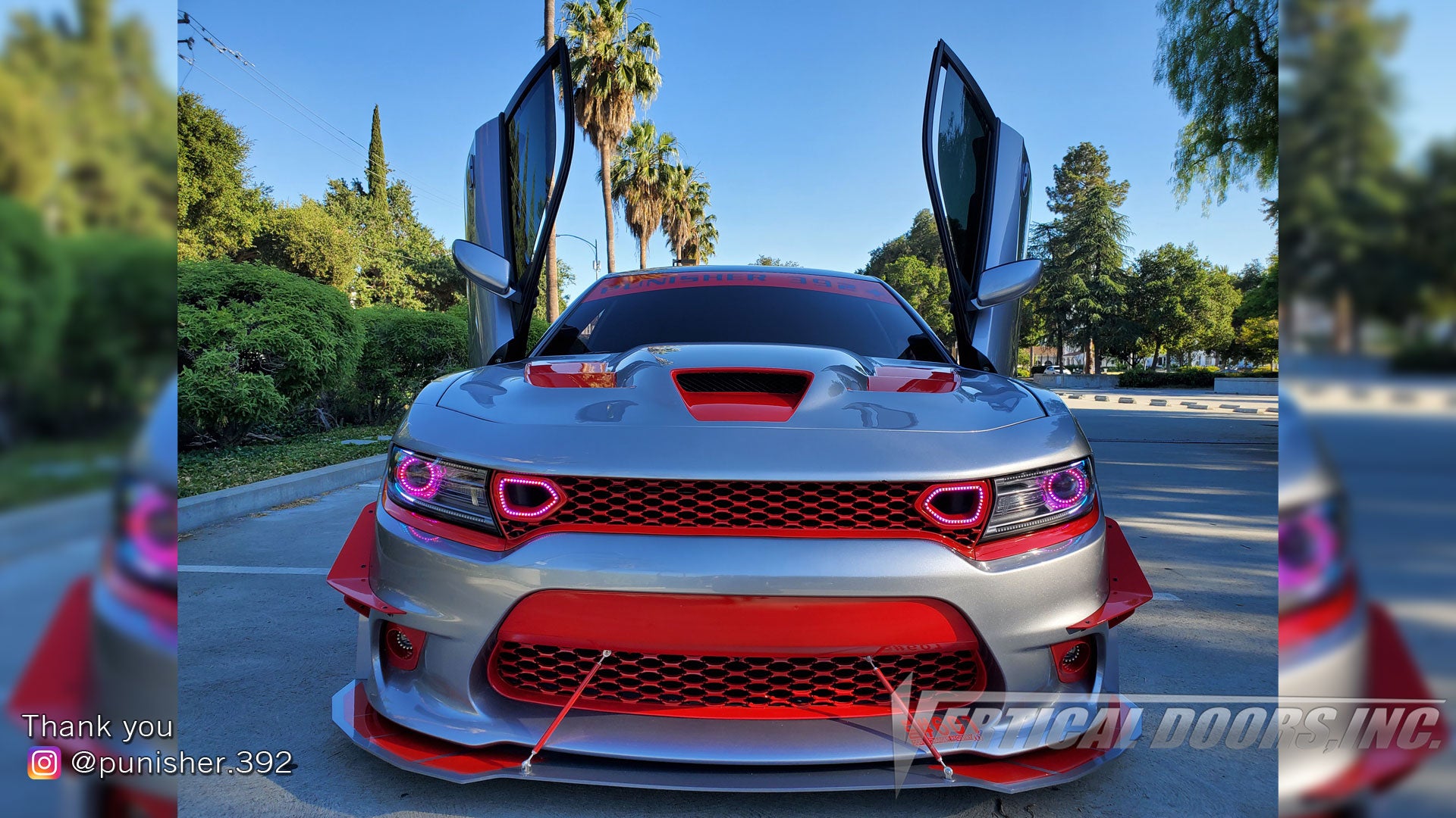 Check out @punisher.392 Dodge Charger from California featuring Vertical Doors, Inc., vertical lambo doors conversion kit.