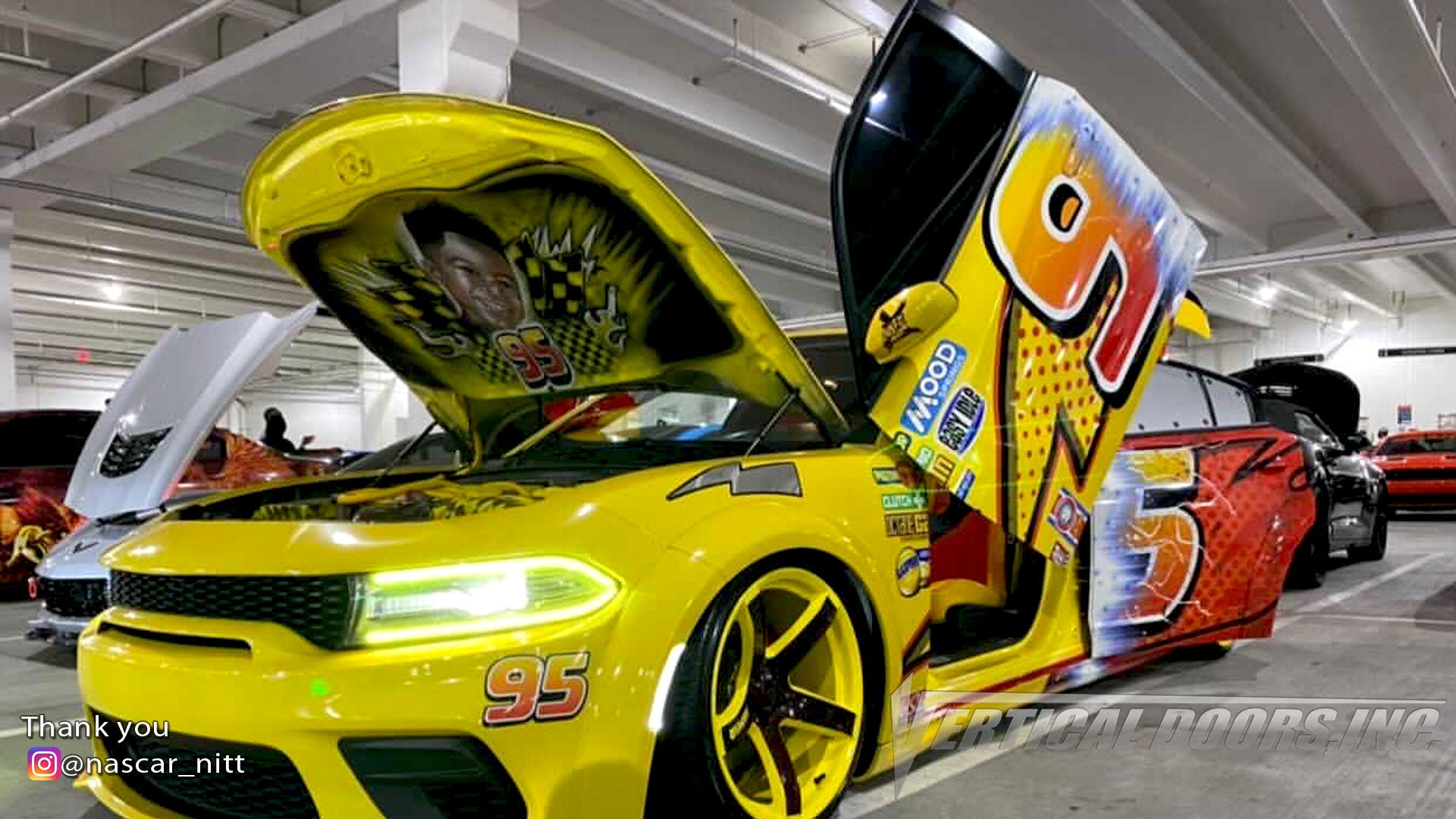 Check out @nascar_nitt Dodge Charger from Georgia featuring Vertical Doors, Inc., vertical lambo doors conversion kit.