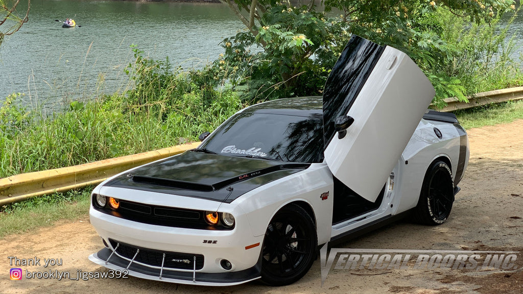 Check out Stephen's @brooklyn_jigsaw392 Dodge Challenger from Columbus, GA featuring Lambo Door Conversion Kit by Vertical Doors Inc.