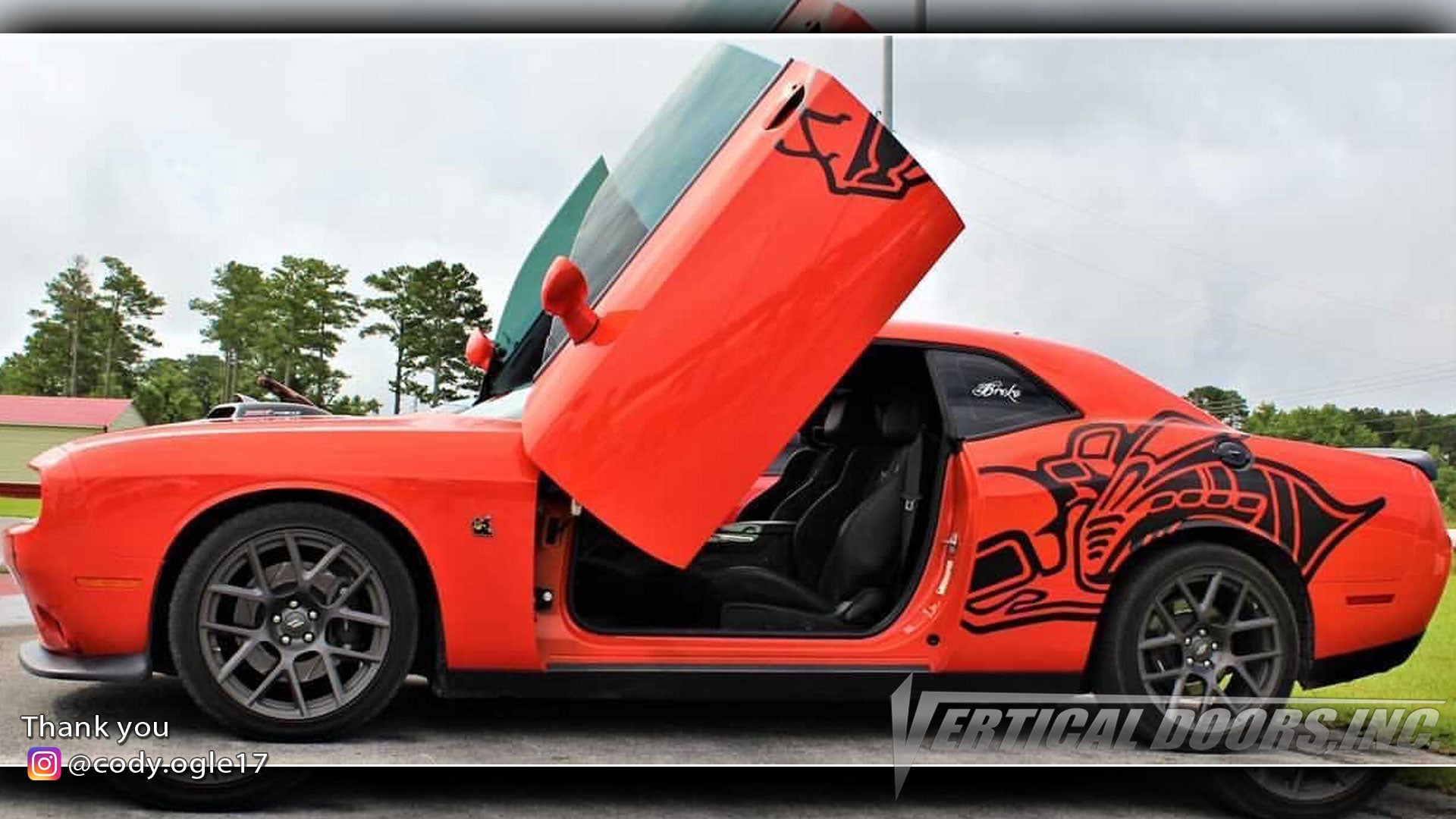 Check out Cody's @cody.ogle17 Dodge Challenger from North Carolina featuring Vertical Doors, Inc., Vertical Lambo Doors Conversion Kits.