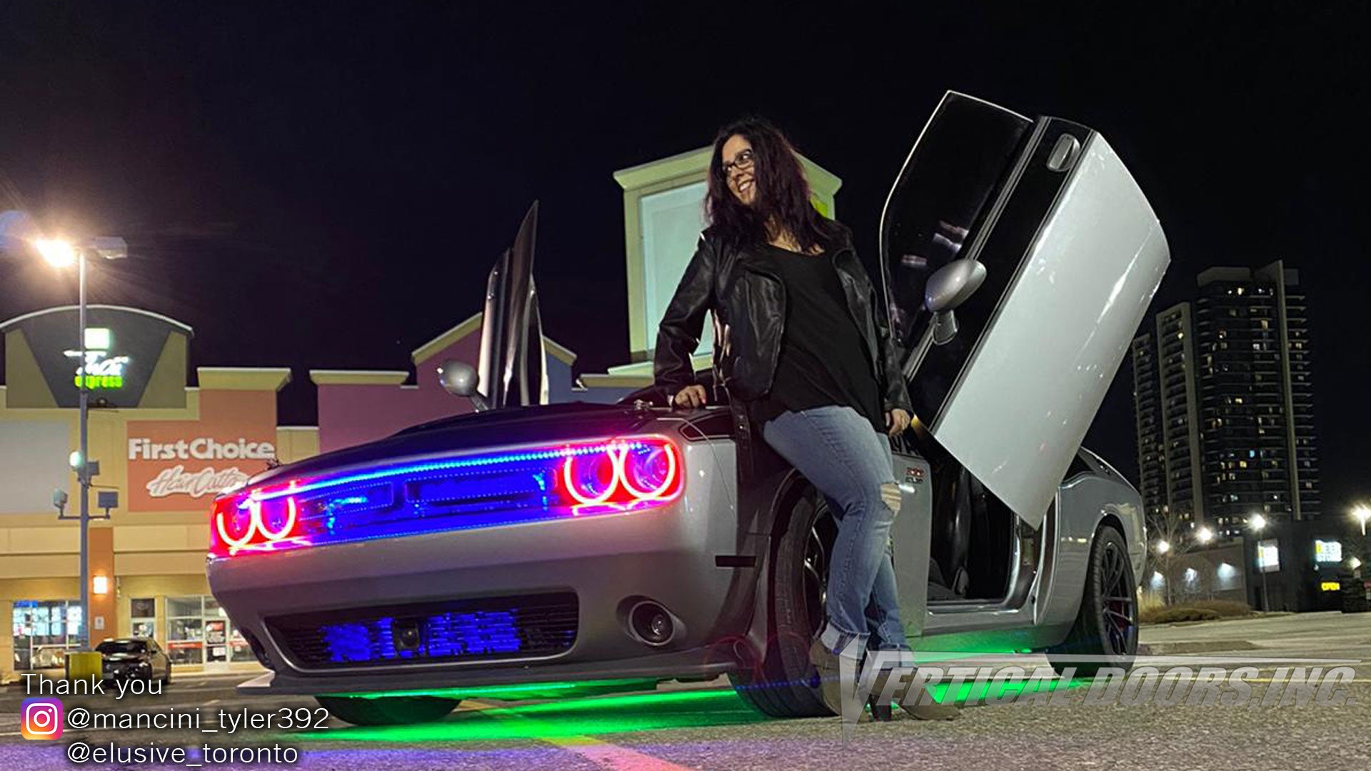 Check out Tyler's @mancini_tyler392 Dodge Challenger from Toronto, Canada featuring Lambo Door Conversion Kit by Vertical Doors Inc.