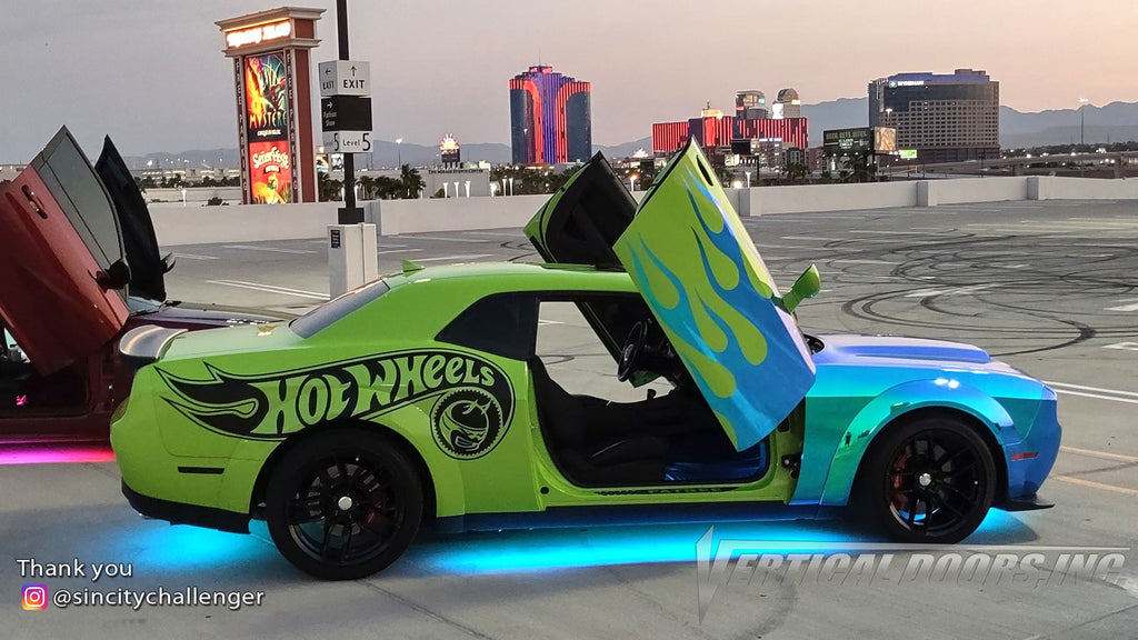 Check out Robbie's @sincitychallenger Dodge Challenger from Las Vegas, Arizona featuring Lambo Door Conversion Kit by Vertical Doors Inc.
