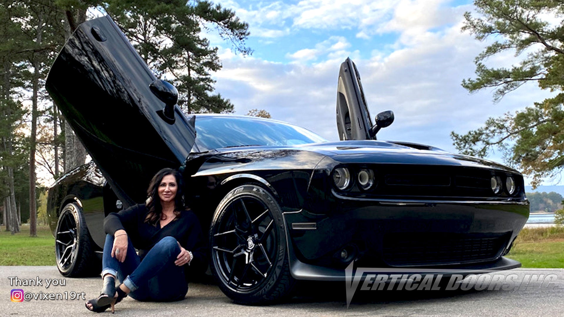 Check out Becky's @vixen19rt Dodge Challenger from Tennessee featuring Vertical Doors, Inc., Vertical Lambo Doors Conversion Kits.