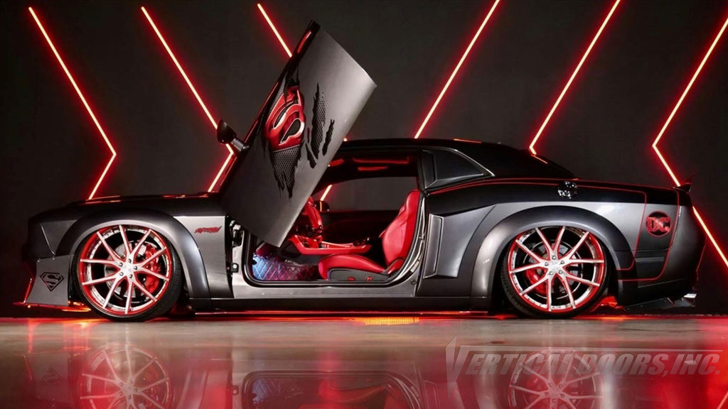 Check out @superman_392_widebody Dodge Challenger from Texas featuring Vertical Doors, Inc. door conversion kit. AKA "Lambo Doors"