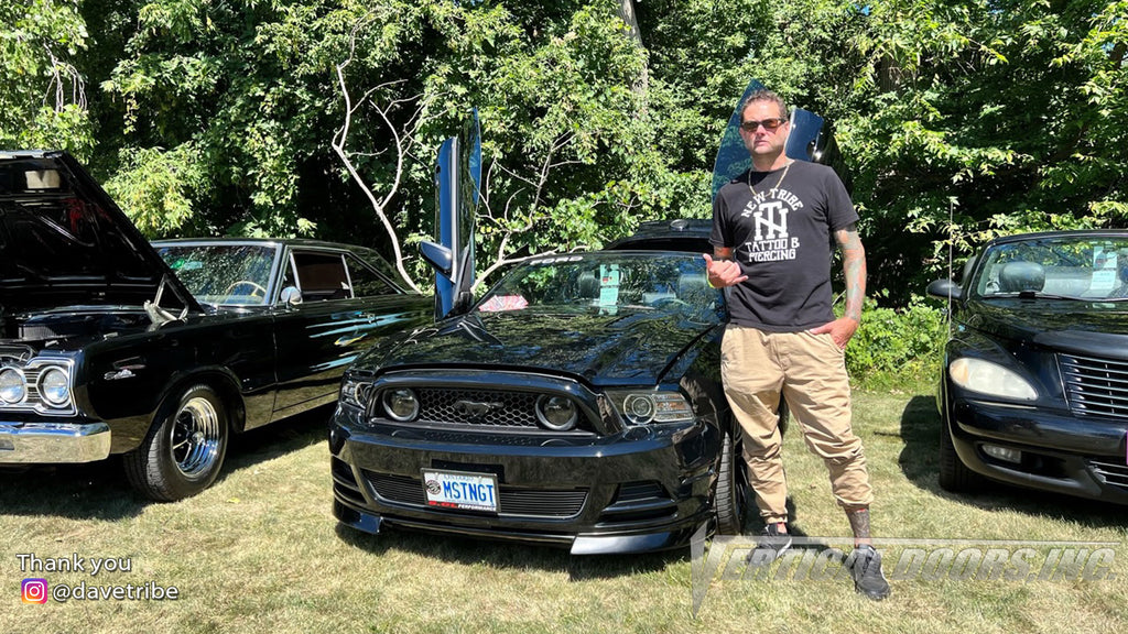 Check out @davetribe Ford Mustang Convertible from Ontario Canada featuring door conversion kit by Vertical Doors, Inc. AKA "Lambo Doors"