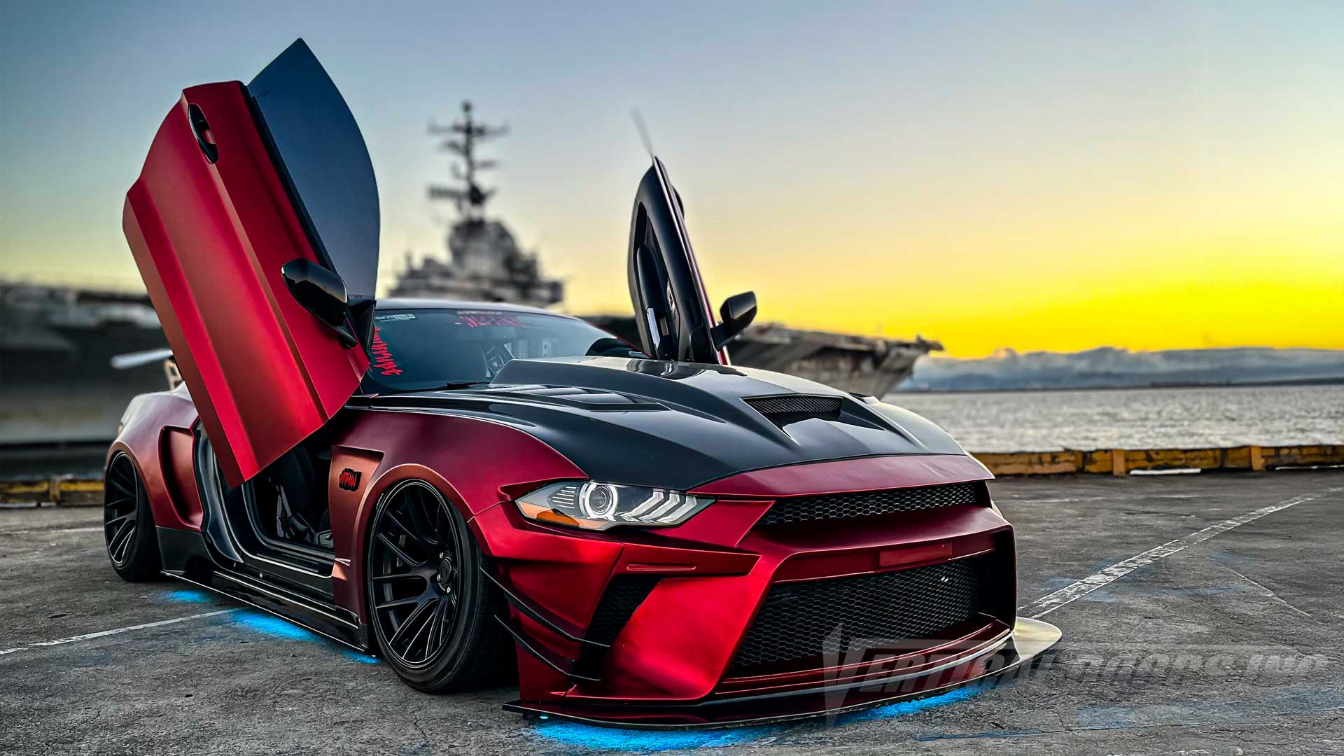Check out @beastintheringks_ent Ford Mustang from California featuring Vertical Door conversion kit by Vertical Doors, Inc. AKA "Lambo Doors"