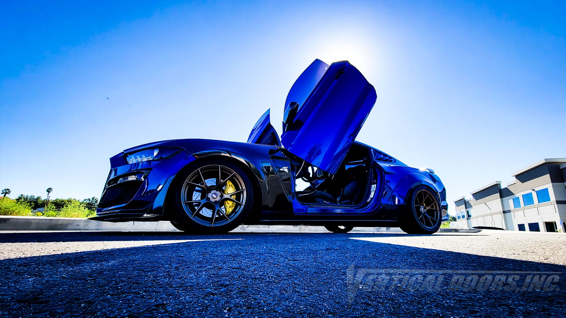 Ford Mustang from California, featuring Vertical Door conversion kit by Vertical Doors, Inc. AKA "Lambo Doors"