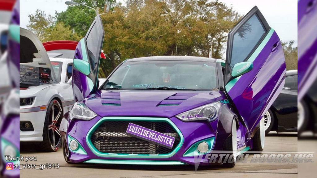 Check out @_vlstr_grl813 Hyundai Veloster from Florida featuring Vertical Lambo Doors Conversion Kits from Vertical Doors, Inc.