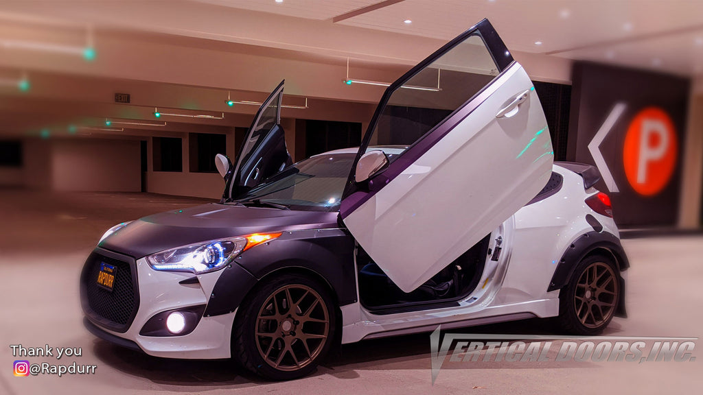 vCheck out Roberto's @Rapdurr Hyundai Veloster from California featuring Vertical Lambo Doors Conversion Kits from Vertical Doors, Inc.