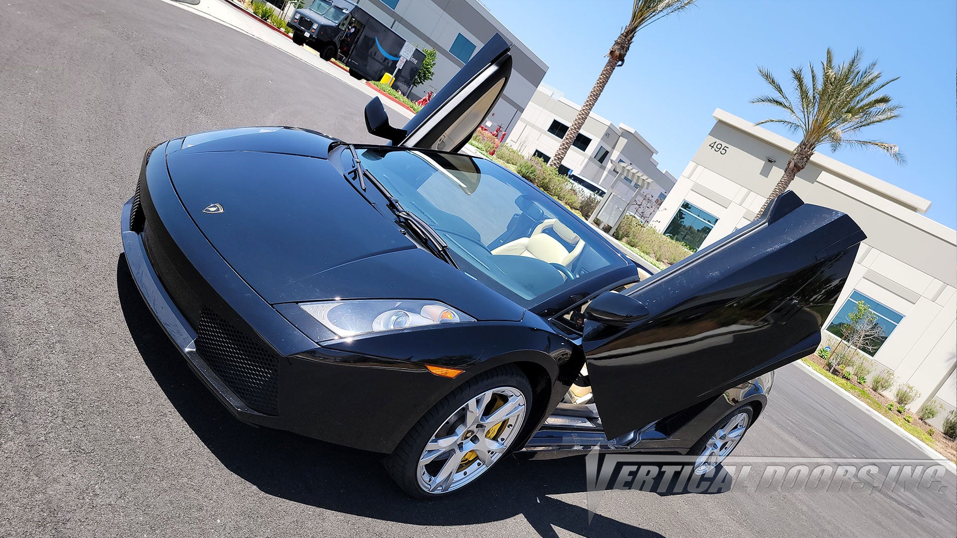 Black Lamborghini Gallardo featuring Vertical Lambo Doors Conversion Kit by Vertical Doors, Inc.