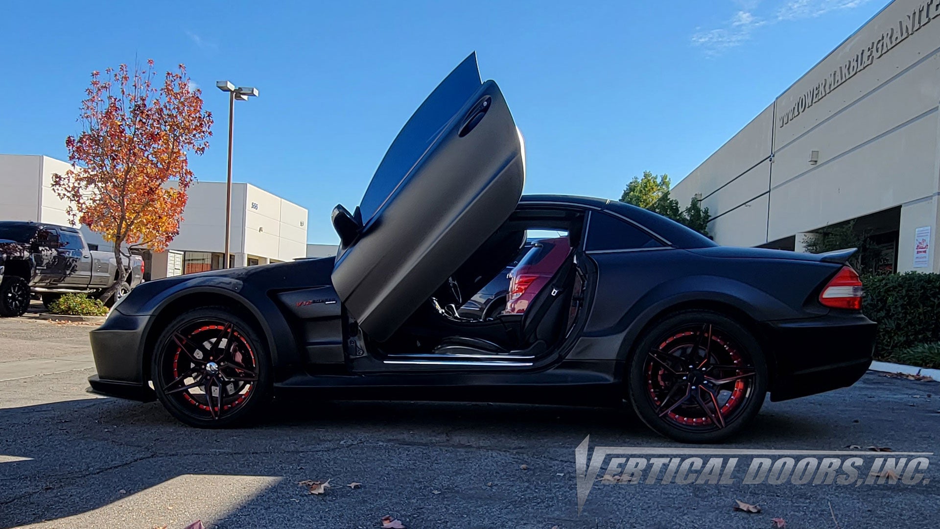 Mercedes Benz SL from California featuring Vertical Doors, Inc., vertical lambo doors conversion kit.