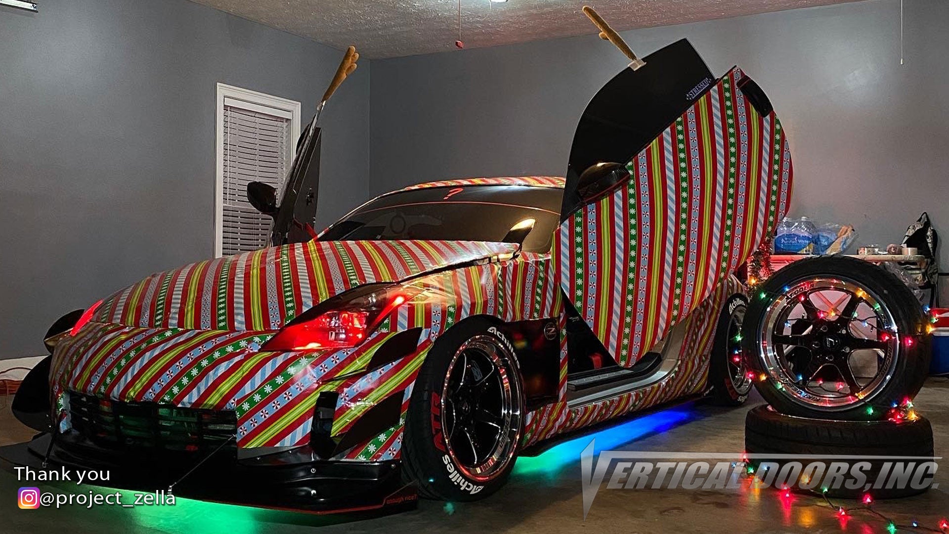 Check out Chris's @project_zella Nissan 350Z from Georgia featuring Vertical Doors, Inc. vertical lambo doors conversion kit.