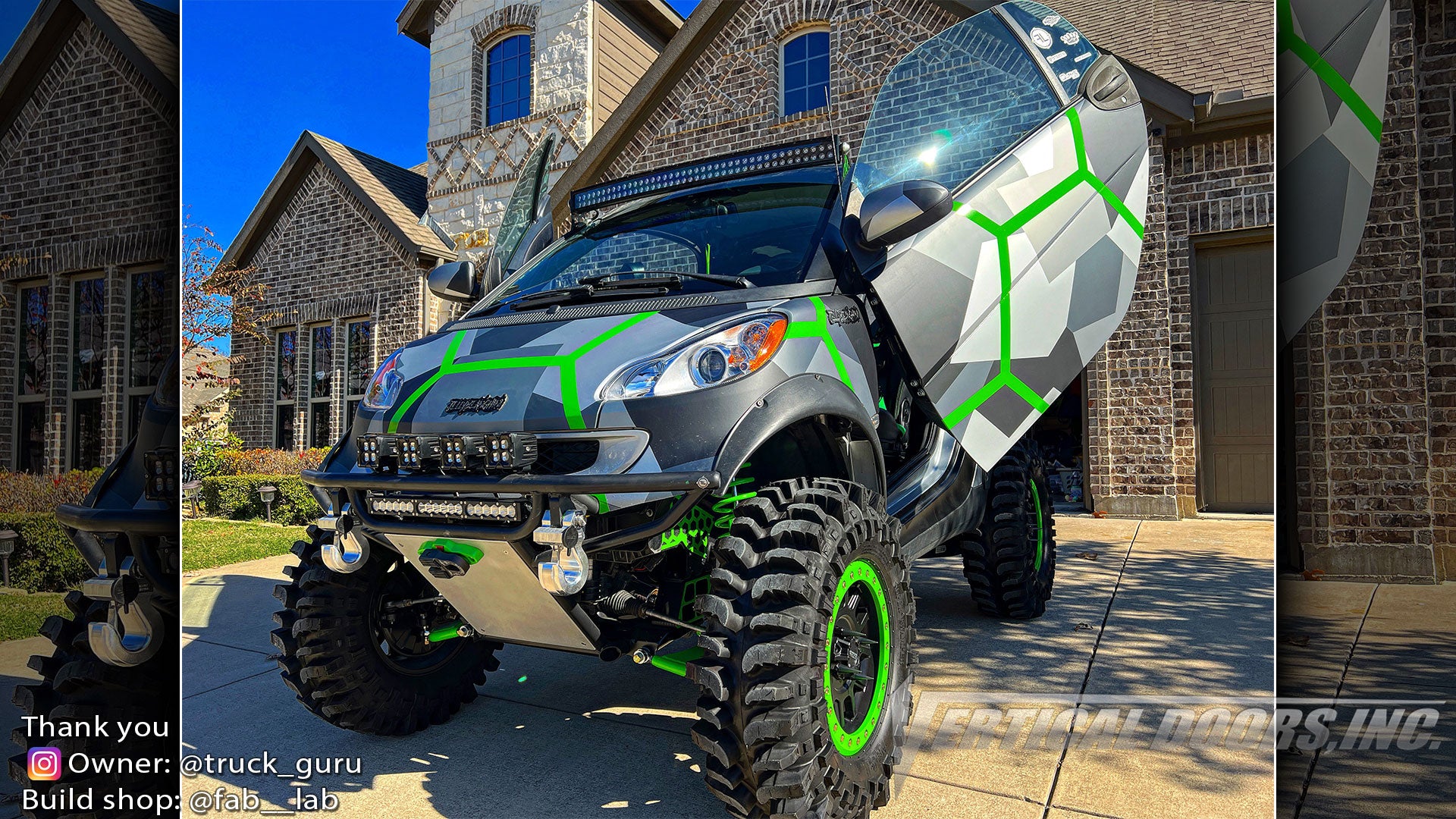@truck_guru Smart Fortwo Smart Car featuring Vertical Lambo Door kit installed by @fab__lab from Texas.
