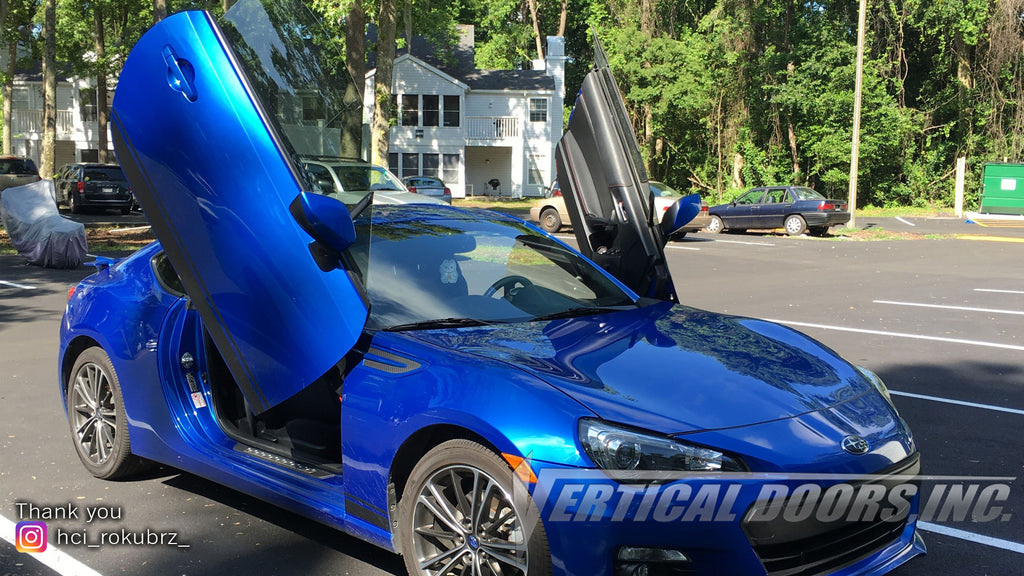 Check out Aimee's Subary BRZ featuring Vertical Doors, Inc., vertical lambo door conversion kit.