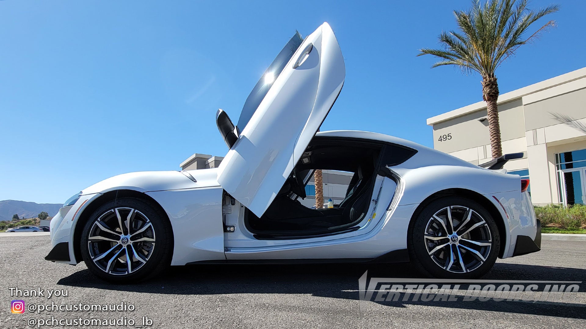 Check out PCH Custom Audio customer's Toyota Supra from Long Beach, CA featuring Vertical Lambo Doors Conversion Kit from Vertical Doors, Inc.