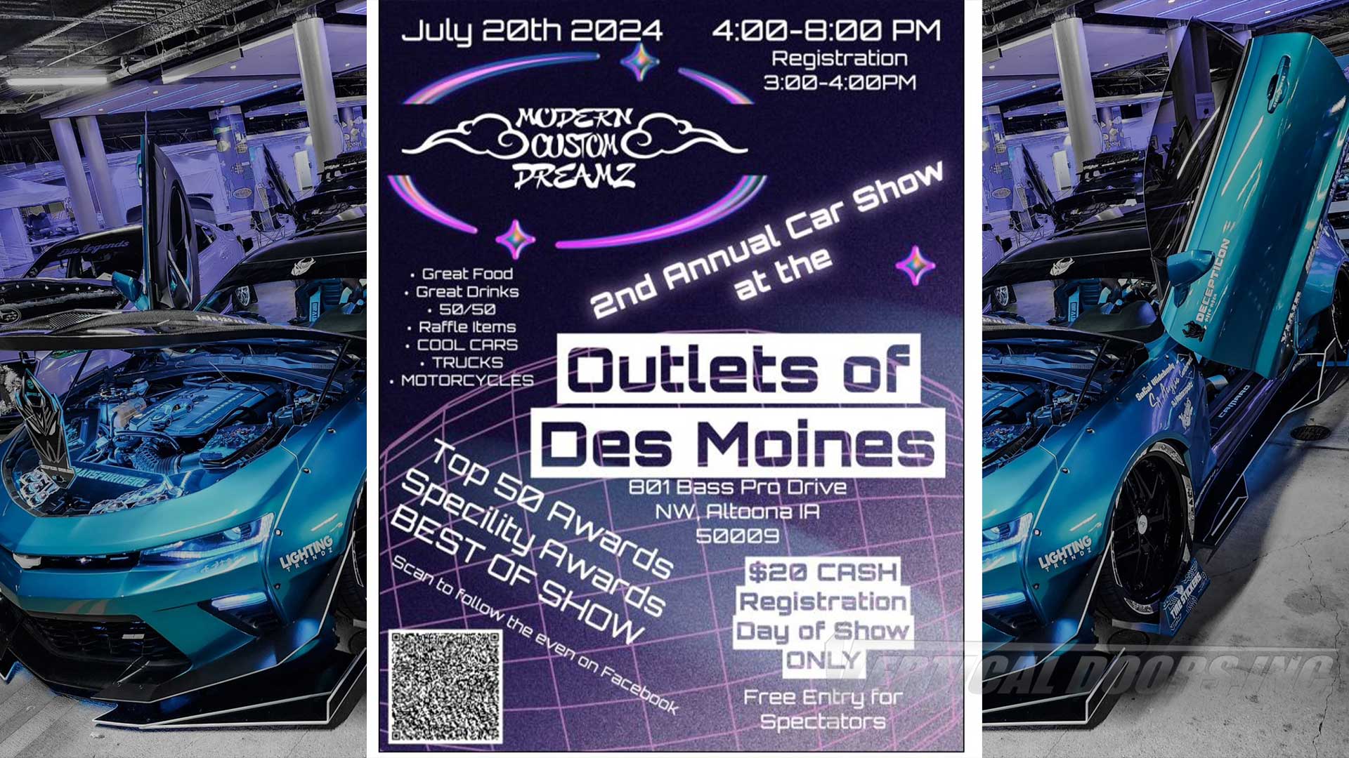 CAR SHOW | 7/20/22 | CITY, STATE | Outlets of Des Moines | NW , Altoona IA | Chevrolet Camero featuring Door Conversion by Vertical Doors, Inc.