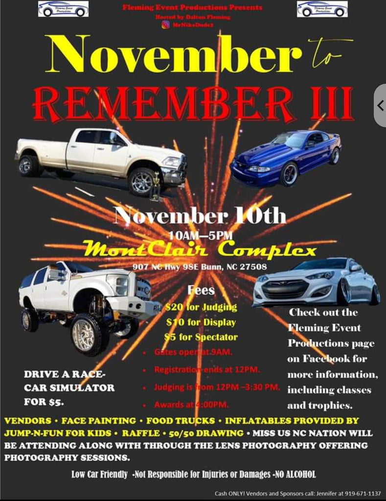 11/10/19 Car Show | 3rd Annual November to Remember | Come check out Franklin's Ford Excursion "The Sexcursion"