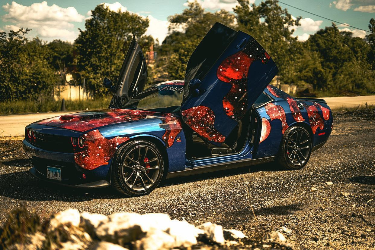 Check out @challygang_shawng Dodge Challenger from Chicago, IL featuring Vertical Doors, Inc. door conversion kit. AKA "Lambo Doors"