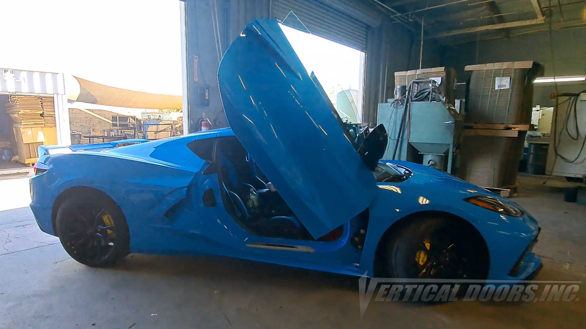 @caraudiocity Chevrolet Corvette C8 from San Diego California featuring Door conversion kit by Vertical Doors, Inc. AKA "Lambo Doors"