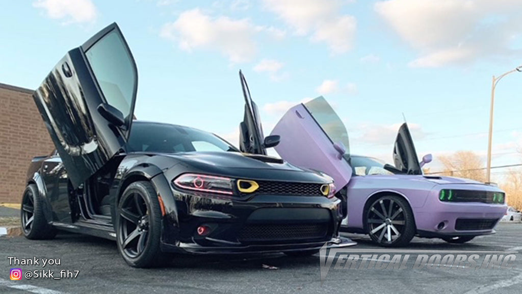 Check out Vee's @Sikk_fih7 Dodge Charger featuring Vertical Doors, Inc., vertical lambo doors conversion kit.