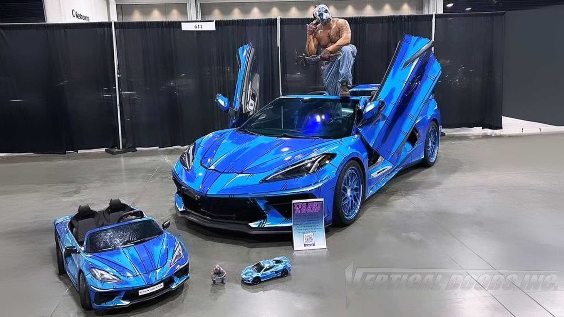 James’s @manga_c8 Chevrolet Corvette C8 with a @kbmerone Spray Paint Job and lambo door conversion kit by Vertical Doors, Inc.
