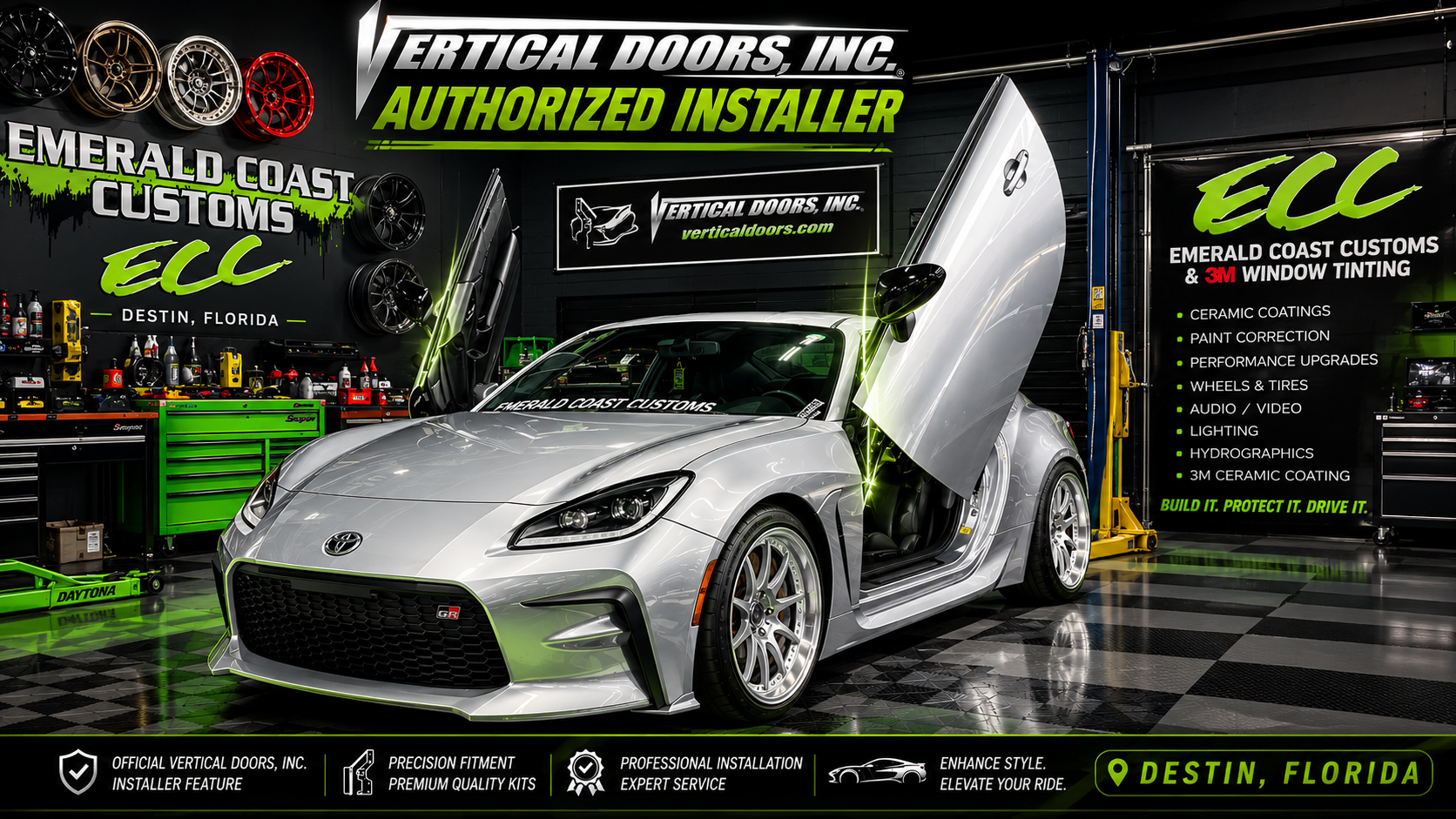 Vertical Door Kit Installer in Destin, FL | Emerald Coast Customs & 3M Window Tinting | VDI Installer Feature