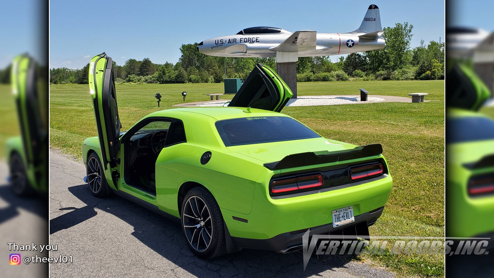 Check out Crystal's @theevl01 Dodge Challenger from New York featuring Vertical Doors, Inc., Vertical Lambo Doors Conversion Kits.