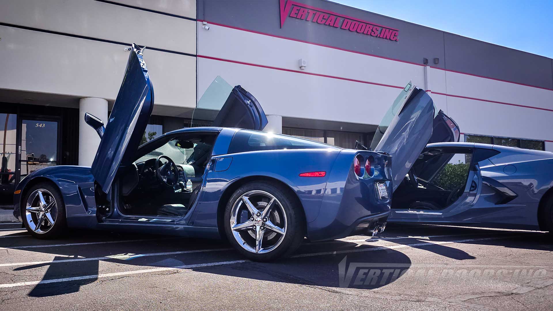 Leonard’s Chevrolet Corvette C6 featuring Vertical Door conversion kit by Vertical Doors, Inc. AKA "Lambo Doors"