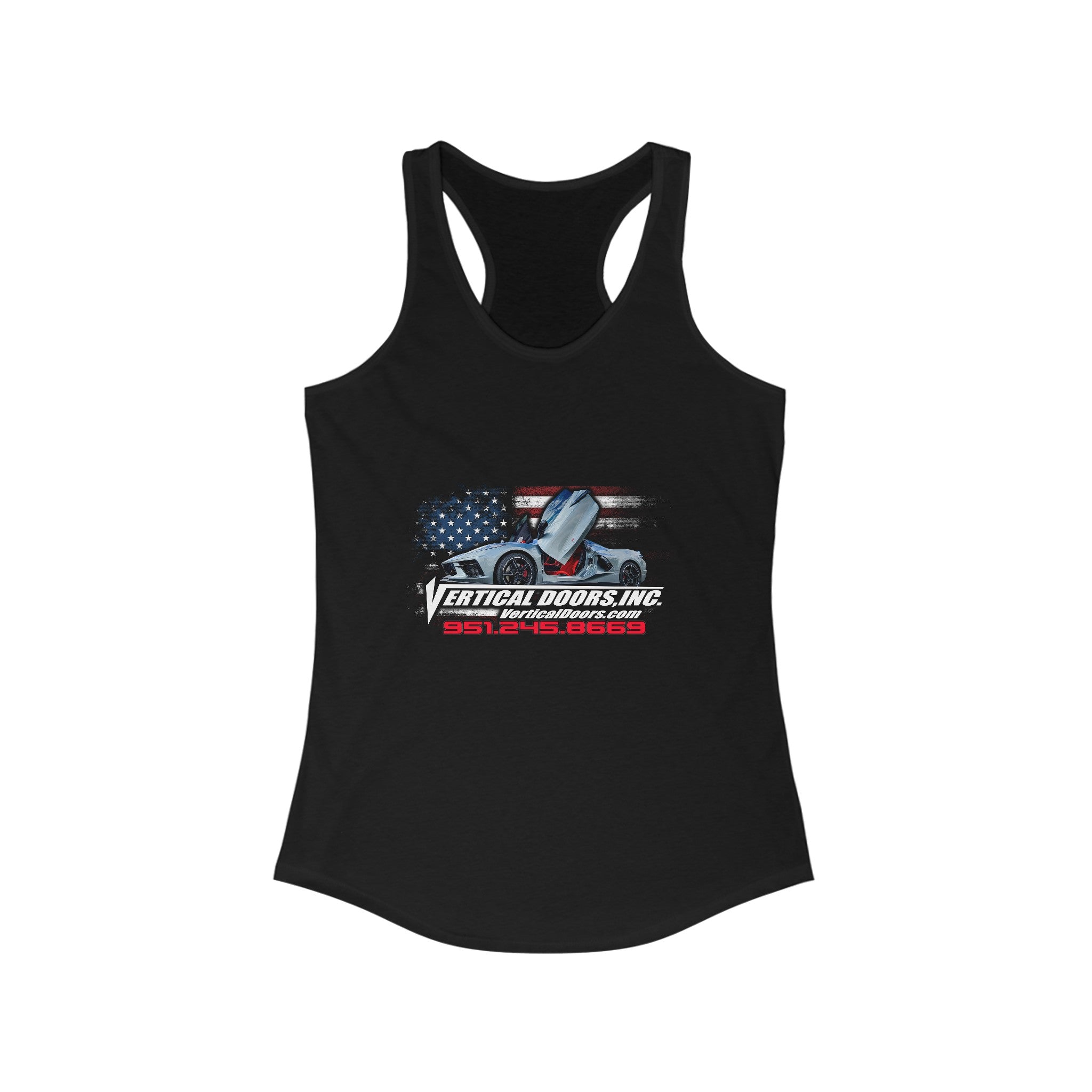 Women's Patriotic Corvette C8 Racerback Tank Top - Soft Blend, Automotive Design, Car Lover Gift, Comfort Fit