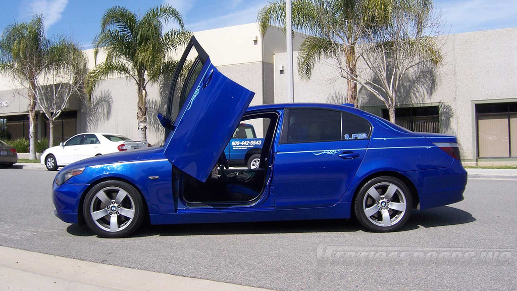 BMW 5 Series 2003-2010 4DR Lambo Door Conversion Kit by Vertical Doors Inc., VDCBMW50310, lambo doors, vertical doors, door conversion, scissor doors, butterfly doors, wing doors,