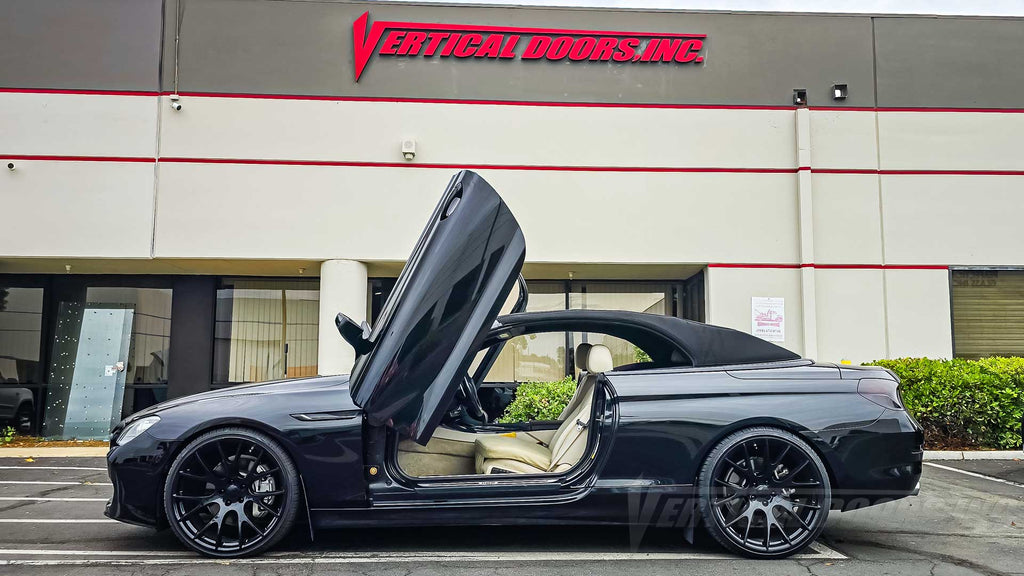 Ruben’s Lambo door hinge conversion kit compatible with the BMW 6 Series 2011-2018 Convertible (F12) by Vertical Doors Inc., VDCBMW6i11, Lambo Doors, Vertical Door, Scissor Doors, Butterfly Doors, Door Conversion, wing doors, 640i, 640i xDrive, 640d, 640d xDrive, 650i, 650i xDrive, M6, M6 Gran Coupé, Alpina B6 xDrive Gran Coupé, BMW 6 series lambo doors, BMW 6 Series Vertical Doors, 
