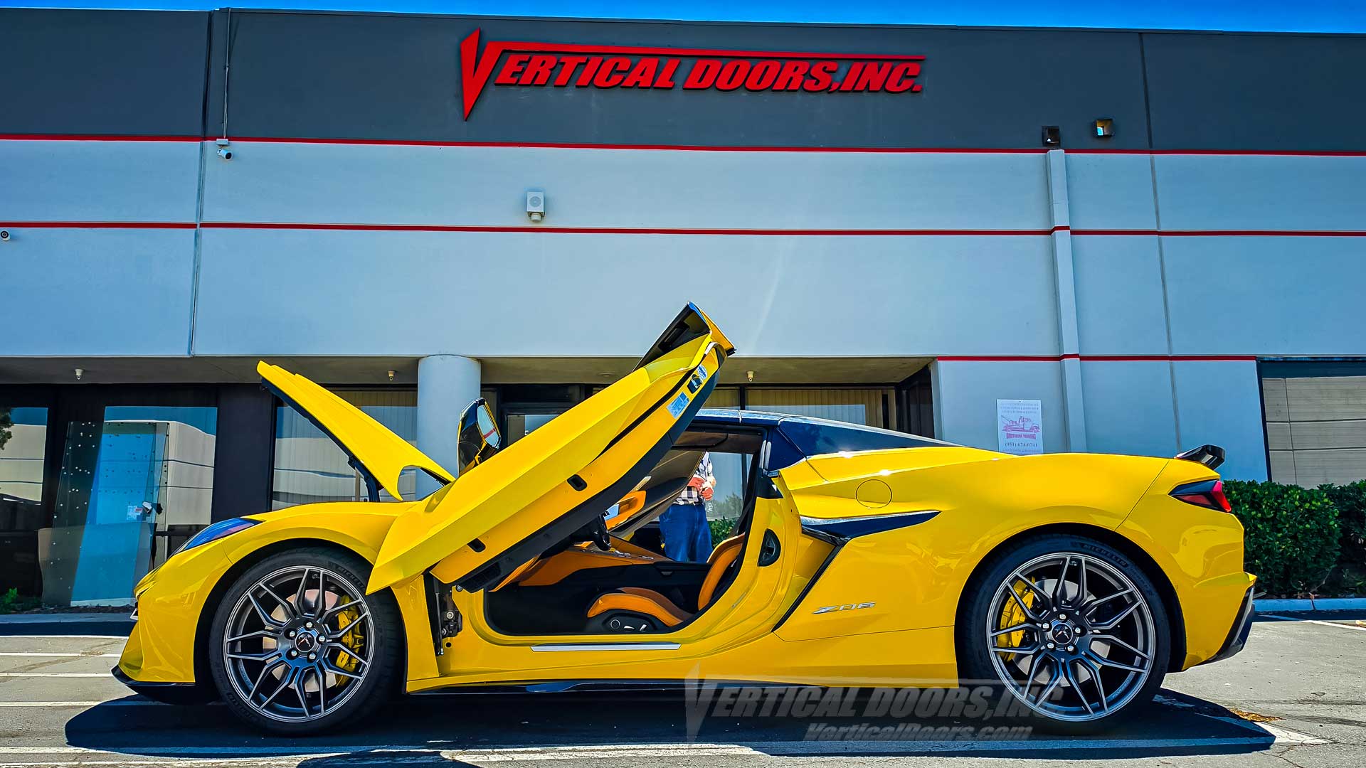 2020-2026 Chevrolet Corvette C8 ZLR Door Conversion Kit VDCCHEVYCORZLRC820 by Vertical Doors, Inc. side angle