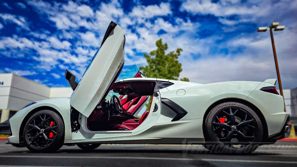 Gregorie’s Chevrolet Corvette C8 from California with a new set of Vertical Doors Conversion Kit installed by the BEST, Vertical Doors, Inc., VDCCHEVYCORC820, 1LT, 2LT, 3LT, Z51, Z06, C8R, Z8ZR1, Stingray, Eray, Vette, Corvette, lambo doors, vertical doors, door conversion, scissor doors, butterfly doors, wing doors, Corvette C8 lambo doors, Corvette C8 vertical doors, Corvette C8 door conversion, Corvette C8 scissor doors, Corvette C8 butterfly doors, Corvette C8 wing doors,