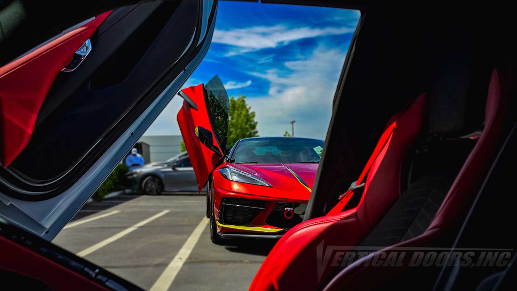 @senterm Chevrolet Corvette C8 from California just got a set of lambo door conversion kit installed by the BEST, Vertical Doors, Inc., in Lake Elsinore, California, VDCCHEVYCORC820, VDCCHEVYCORC823Z06, 1LT, 2LT, 3LT, Z51, Z06, C8R, Z8ZR1, Stingray, Eray, Vette, Corvette, lambo doors, vertical doors, door conversion, scissor doors, butterfly doors, wing doors, Corvette C8 lambo doors, Corvette C8 vertical doors, Corvette C8 door conversion, Corvette C8 scissor doors, Corvette C8 butterfly doors, Corvette C8
