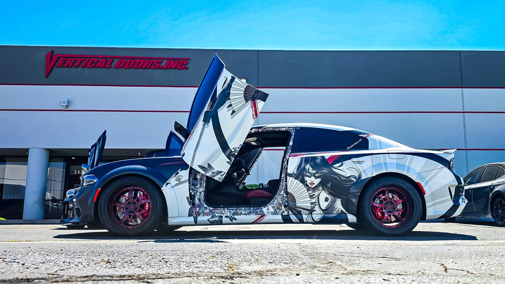 @ladybullseye_925 Dodge Charger Hellcat Widebody Jailbreak from the Bay Area CA is now rocking the ultimate upgrade, a Vertical Doors, Inc. Lambo Door Conversion Kit., VDCDC11, Mopar, SXT, GT, R/T, Scat Pack, Scat Pack Widebody, Hellcat Widebody Jailbreak, SRT Hellcat Redeye Jailbreak, lambo doors, vertical doors, door conversion, scissor doors, butterfly doors, wing doors, Dodge Charger lambo doors, Dodge Charger vertical doors, Dodge Charger door conversion, Dodge Charger scissor doors, Dodge Charger butt